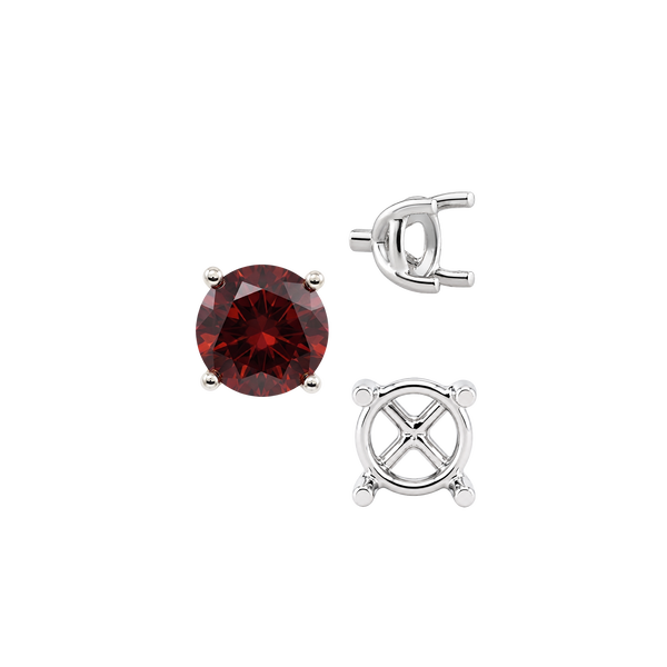 Round Four Prong Tapered Basket Settings in Sterling Silver (5.20 mm - 10.00 mm)