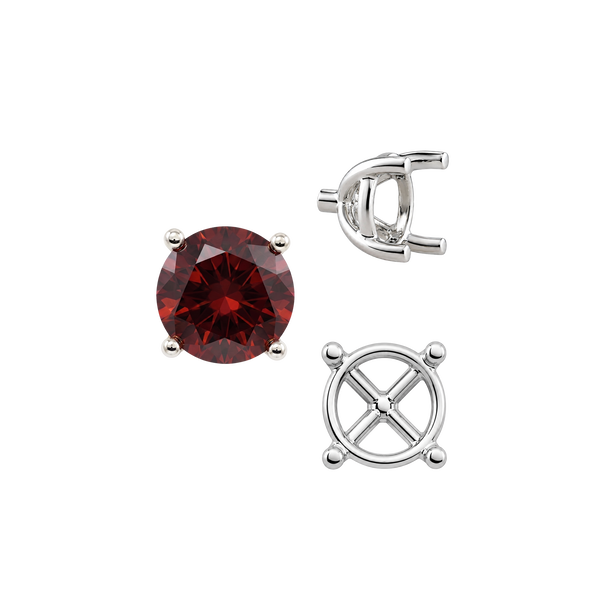 Round Four Prong Tapered Basket Settings in Sterling Silver (5.20 mm - 10.00 mm)