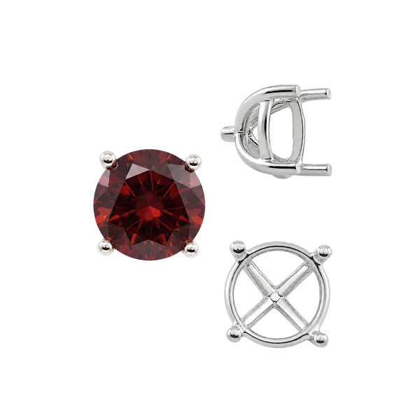 Round Four Prong Tapered Basket Settings in Sterling Silver (5.20 mm - 10.00 mm)