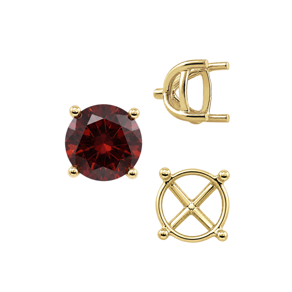 Round Four Prong Tapered Basket Settings in 14K Gold (5.20 mm - 10.00 mm)