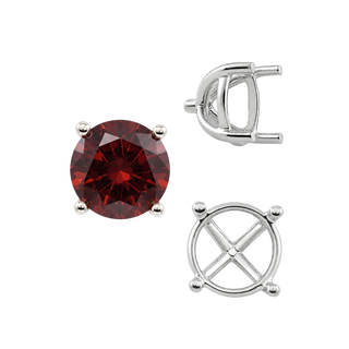 Round Four Prong Tapered Basket Settings in Sterling Silver (5.20 mm - 10.00 mm)