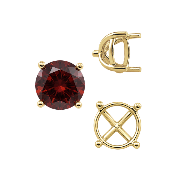 Round Four Prong Tapered Basket Settings in 14K Gold (5.20 mm - 10.00 mm)