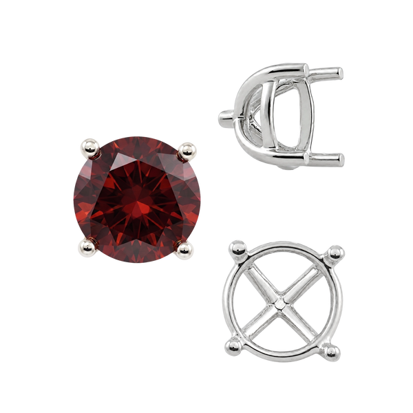 Round Four Prong Tapered Basket Settings in Sterling Silver (5.20 mm - 10.00 mm)