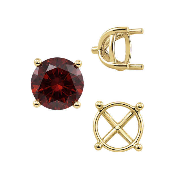Round Four Prong Tapered Basket Settings in 14K Gold (5.20 mm - 10.00 mm)
