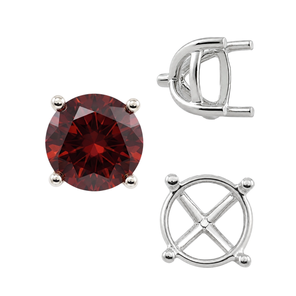 Round Four Prong Tapered Basket Settings in Sterling Silver (5.20 mm - 10.00 mm)