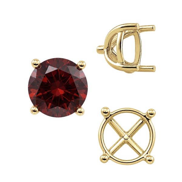 Round Four Prong Tapered Basket Settings in 14K Gold (5.20 mm - 10.00 mm)