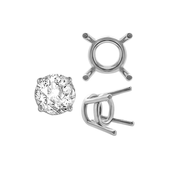 Four Prong Round Medium Weight Settings in 18K Gold (1.75 mm - 11.00 mm)