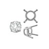 Four Prong Round Medium Weight Settings in Sterling Silver (3.50 mm - 11.00 mm)