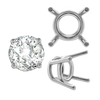 Four Prong Round Medium Weight Settings in Sterling Silver (3.50 mm - 11.00 mm)