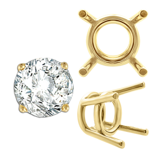 Four Prong Round Medium Weight Settings in 14K Gold (1.75 mm - 11.00 mm)