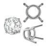 Four Prong Round Medium Weight Settings in Sterling Silver (3.50 mm - 11.00 mm)