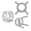 Four Prong Round Medium Weight Settings in Sterling Silver (3.50 mm - 11.00 mm)