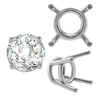 Four Prong Round Medium Weight Settings in Sterling Silver (3.50 mm - 11.00 mm)