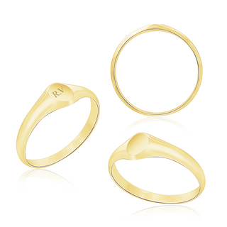 Oval (Vertical) Signet Rings in 14K Yellow Gold (6 x 4 mm - 20 x 18 mm)