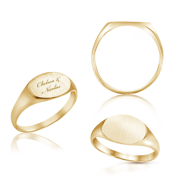 Oval (Horizontal) Signet Rings in 14K Yellow Gold (4 x 6 mm - 8 x 11 mm)