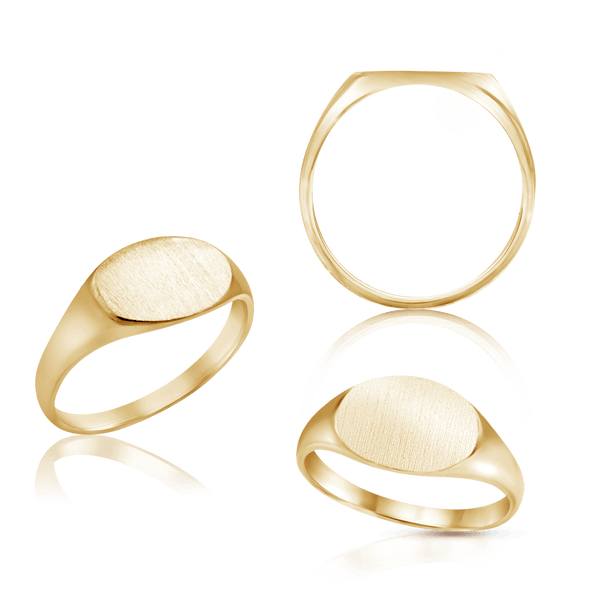 Oval (Horizontal) Signet Rings in 14K Yellow Gold (4 x 6 mm - 8 x 11 mm)