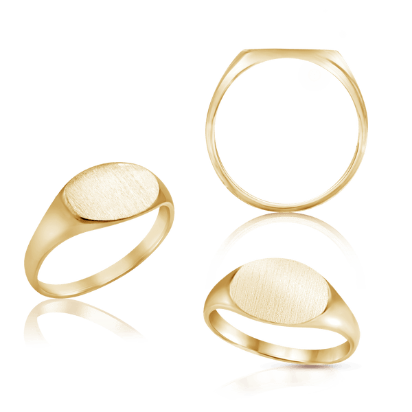 Oval (Horizontal) Signet Rings in 14K Yellow Gold (6 x 8 mm - 8 x 11 mm)