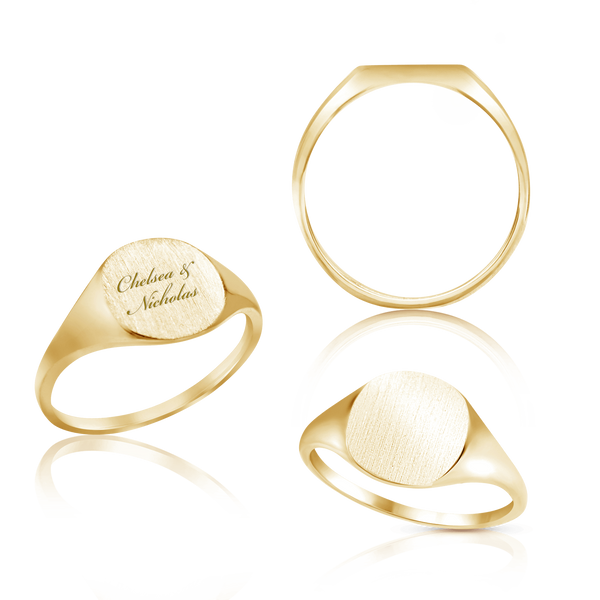 Round Signet Rings in 14K Yellow Gold (5 mm - 10 mm)