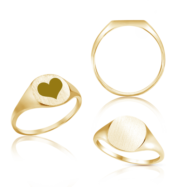 Round Signet Rings in 14K Yellow Gold (5 mm - 10 mm)