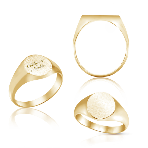 Oval (Vertical) Signet Rings in 14K Yellow Gold (10 x 9 mm)