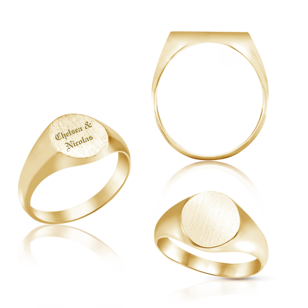 Oval (Vertical) Signet Rings in 14K Yellow Gold (10 x 9 mm)
