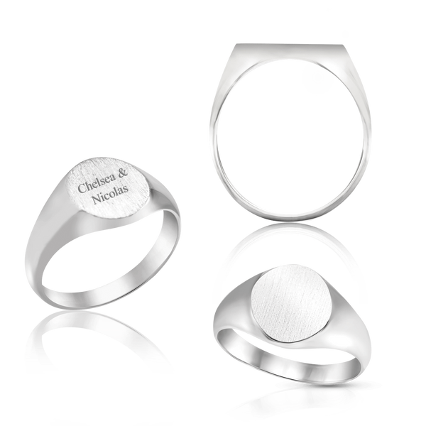 Oval (Vertical) Signet Rings in Sterling Silver (4 x 6 mm - 20 x 18 mm)