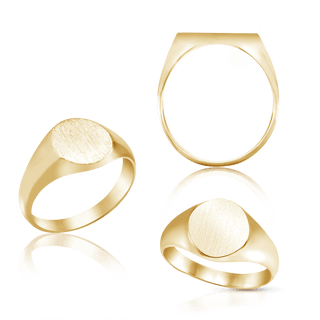 Oval (Vertical) Signet Rings in 14K Yellow Gold (10 x 9 mm)