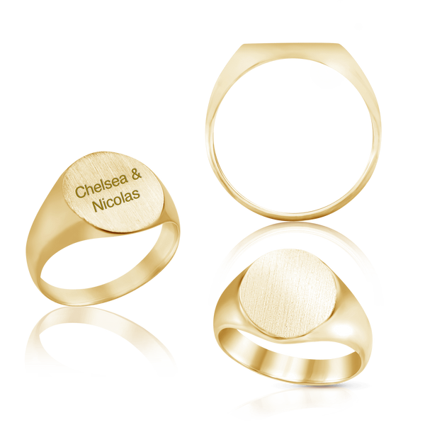 Oval (Vertical) Signet Rings in 14K Yellow Gold (6 x 4 mm - 20 x 18 mm)