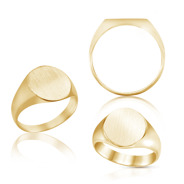 Oval (Vertical) Signet Rings in 14K Yellow Gold (6 x 4 mm - 20 x 18 mm)