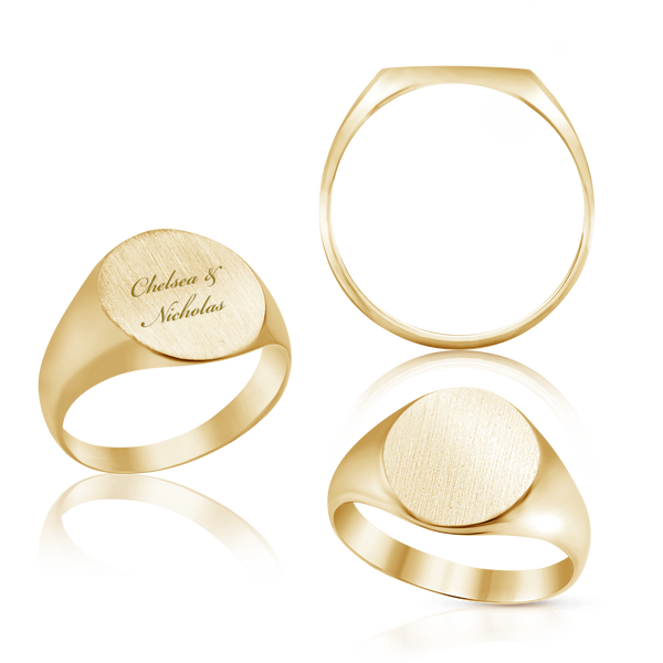 Oval (Vertical) Signet Rings in 14K Yellow Gold (6 x 4 mm - 20 x 18 mm)