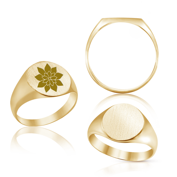 Oval (Vertical) Signet Rings in 14K Yellow Gold (6 x 4 mm - 20 x 18 mm)