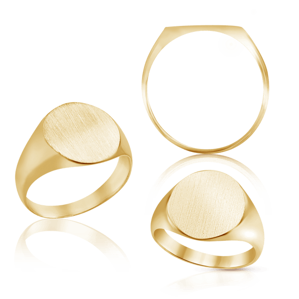 Oval (Vertical) Signet Rings in 14K Yellow Gold (6 x 4 mm - 20 x 18 mm)