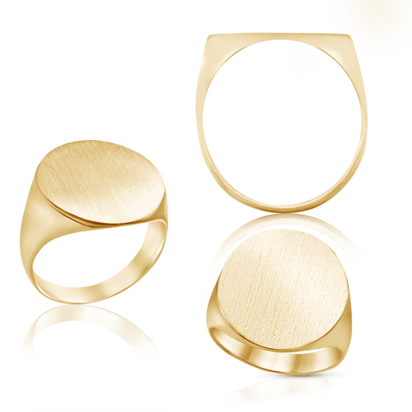 Oval (Vertical) Signet Rings in 14K Yellow Gold (6 x 4 mm - 20 x 18 mm)