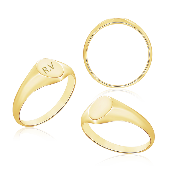 Oval (Vertical) Signet Rings in 14K Yellow Gold (6 x 4 mm - 20 x 18 mm)