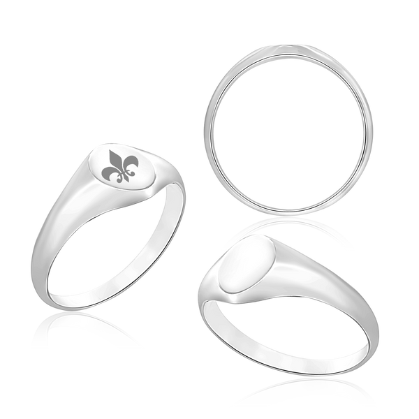 Oval (Vertical) Signet Rings in Sterling Silver (4 x 6 mm - 20 x 18 mm)