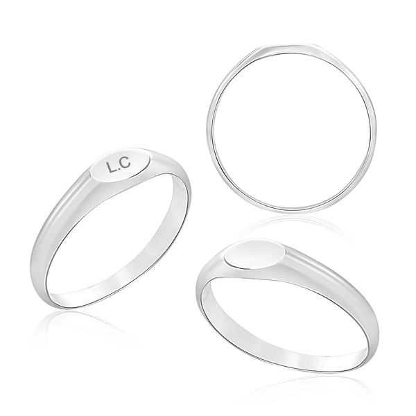 Oval (Horizontal) Signet Rings in Sterling Silver (4 x 6 mm - 8 x 11 mm)