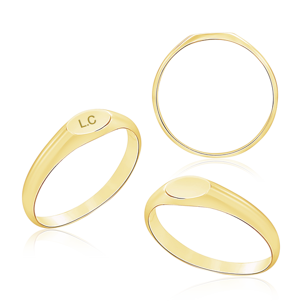 Oval (Horizontal) Signet Rings in 14K Yellow Gold (4 x 6 mm - 8 x 11 mm)