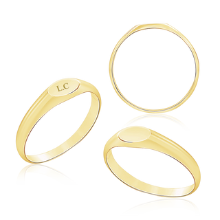 Oval (Horizontal) Signet Rings in 14K Yellow Gold (4 x 6 mm - 8 x 11 mm)