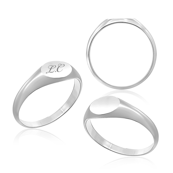 Oval (Horizontal) Signet Rings in Sterling Silver (4 x 6 mm - 8 x 11 mm)