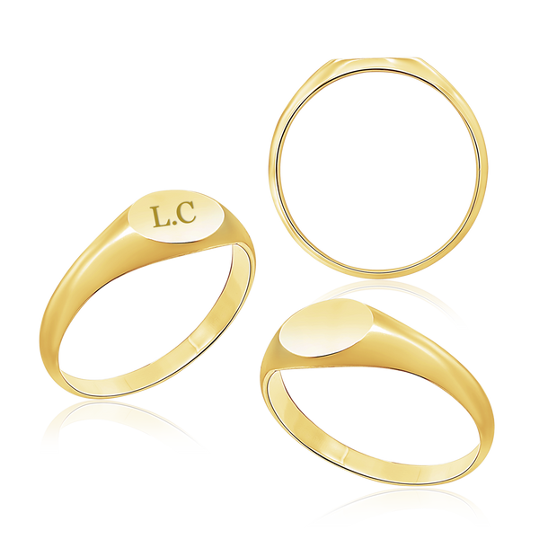 Oval (Horizontal) Signet Rings in 14K Yellow Gold (6 x 8 mm - 8 x 11 mm)