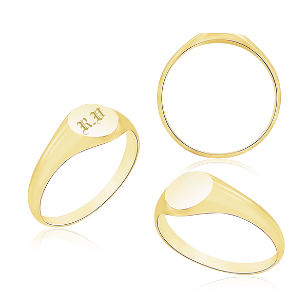 Round Signet Rings in 14K Yellow Gold (5 mm - 10 mm)