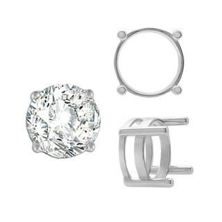 Four Prong Round Flat Wire Basket Settings in Sterling Silver (2.00 mm - 9.25 mm)