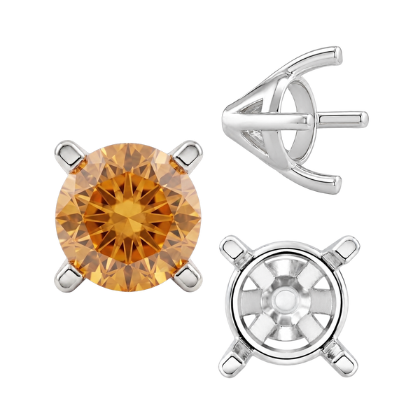 Four Prong Round Tapered Solitaire Settings in 14K Gold (4.00 mm - 10.00 mm)