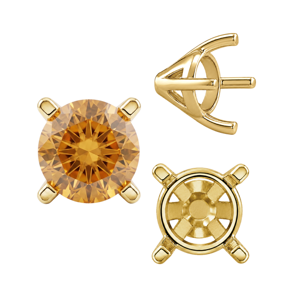 Four Prong Round Tapered Solitaire Settings in 14K Gold (4.00 mm - 10.00 mm)