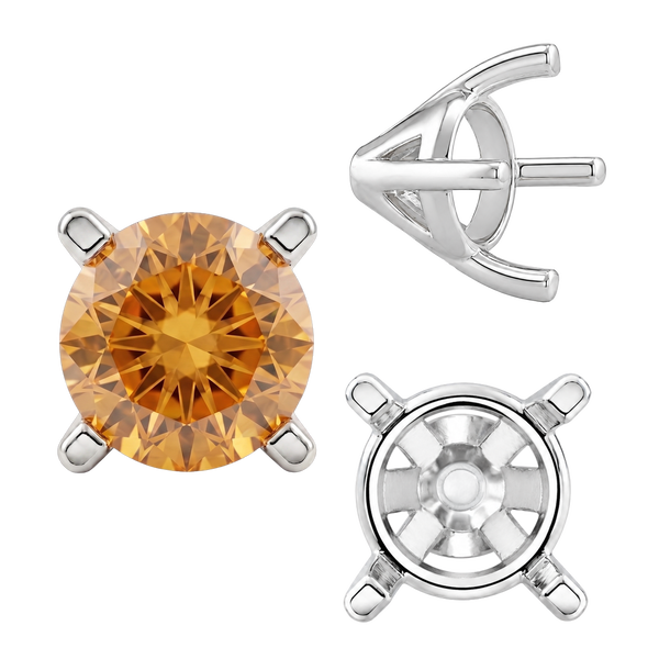 Four Prong Round Tapered Solitaire Settings in 14K Gold (4.00 mm - 10.00 mm)