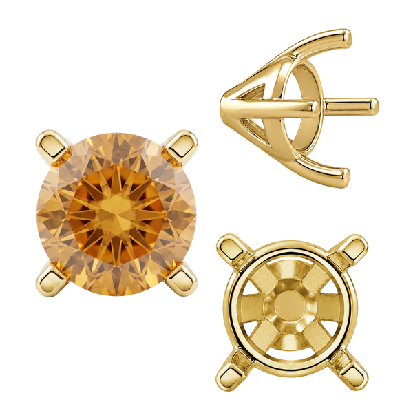 Four Prong Round Tapered Solitaire Settings in 14K Gold (4.00 mm - 10.00 mm)
