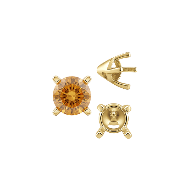 Four Prong Round Tapered Solitaire Settings in 14K Gold (4.00 mm - 10.00 mm)