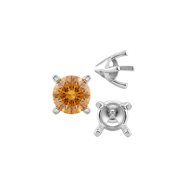Four Prong Round Tapered Solitaire Settings in Sterling Silver (4.00 mm - 10.00 mm)