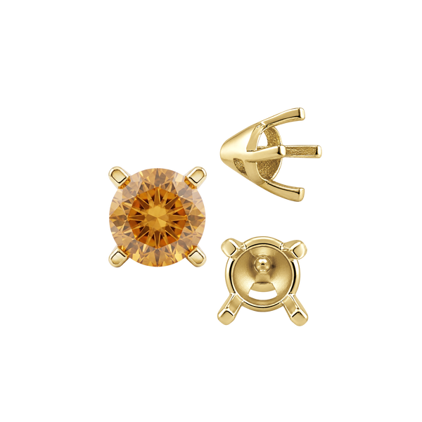 Four Prong Round Tapered Solitaire Settings in 14K Gold (4.00 mm - 10.00 mm)