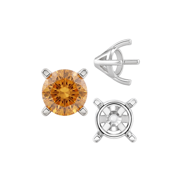 Four Prong Round Tapered Solitaire Settings in 14K Gold (4.00 mm - 10.00 mm)